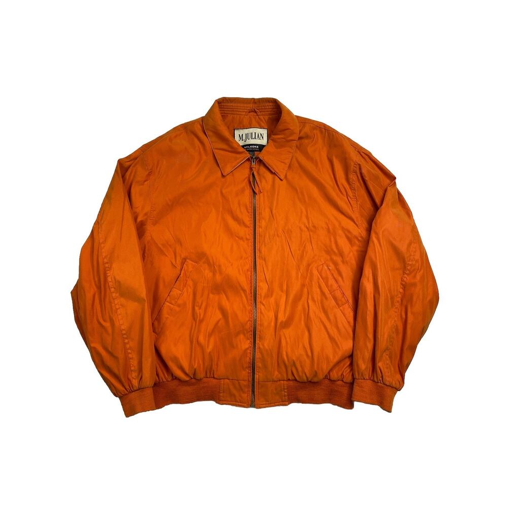 Vintage Wilsons Leather Experts Faux Suede Nylon Blend Suede XL Orange Jacket